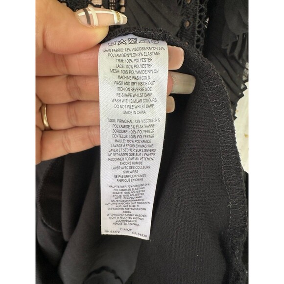 French Connection Patricia Lace Ruffled High Neck A-line Pockets Mini Dress 10 - Picture 8 of 8